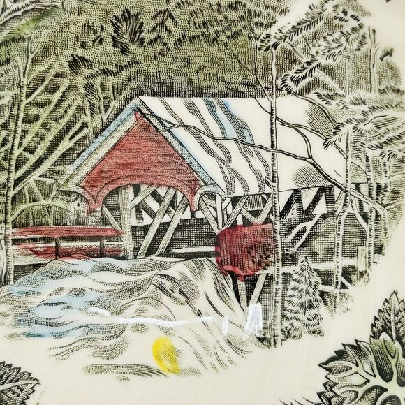 Johnson Bros Friendly Village Small Bowls Red Covered Bridge Dessert Fruit Set 4 - Picture 2 of 5